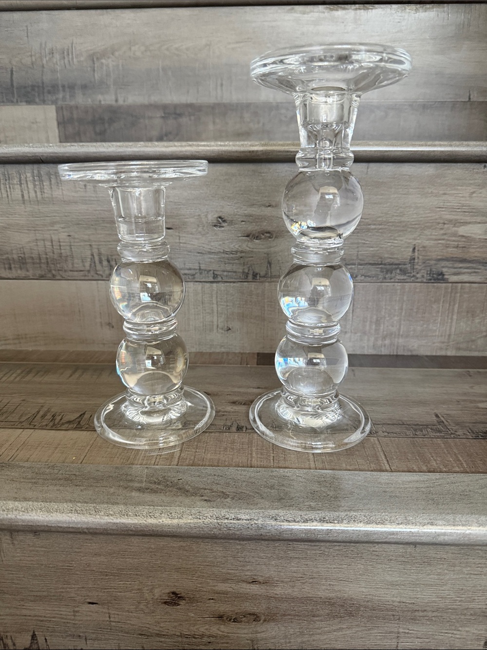 Clear Glass Bubble Pillar Candle Holder -